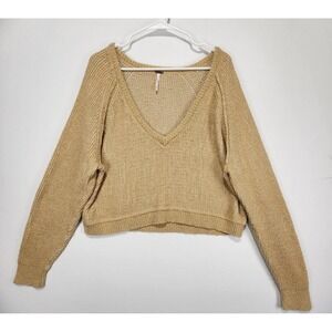 Free People Women's Cozy Chic Casual Sweater Tan Size L